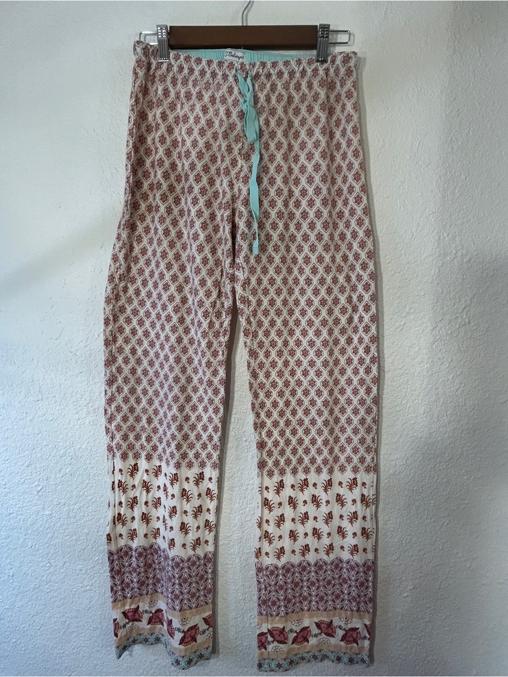 PJ Salvage Pajama Set Small Boho Floral Print Button Front Top & Lounge Pants - Picture 3 of 13